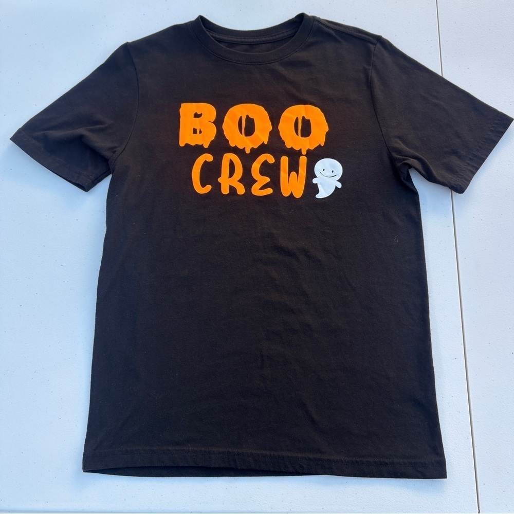 Black 'Boo Crew' T-Shirt with Orange Print